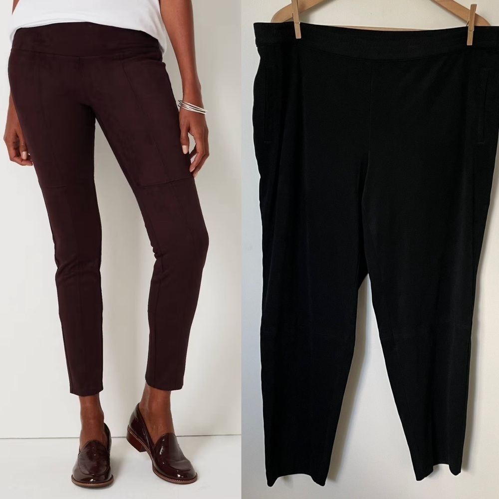 J. Jill Wearever Smooth-fit Faux-suede Slim-Leg Pant Black Size 2X Office Pant